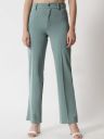 Kotty Women Green Relaxed Straight Fit High-Rise Easy Wash Trousers...