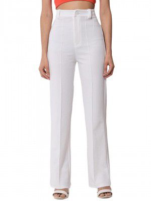 KOTTY Women High Rise Viscose Rayon Solid Regular Fit Trousers
