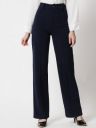 Kotty Women Navy Blue Relaxed Straight Fit High-Rise Pleated Trouser...