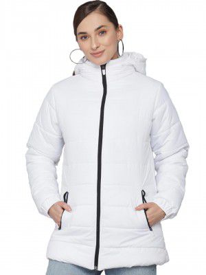 KOTTY Women Nylon Full Sleeve Solid Long Length Puffer Jacket