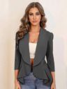 KOTTY  Women Solid Single Breasted Formal Blazer  (Grey)...