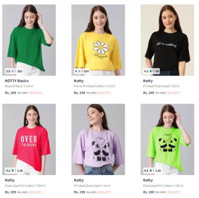 Kotty Women Tshirts Upto 85% Off| Starts At Rs 259