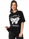 KOTTY Women's Cotton Blend Black Printed Oversized T-Shirts...