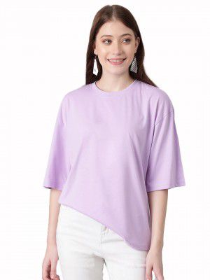 KOTTY Women's Cotton Blend Solid Oversized T-shirts