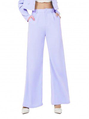 KOTTY Womens High Rise Regular Fit Viscose Rayon Solid Trousers