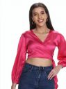 KOTTY Womens Hot Pink Satin Full Sleeve Solid Top (Pink,L)_KTTTOP252L...