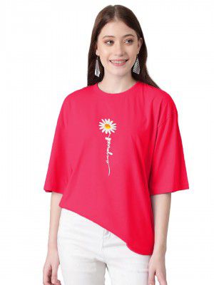 KOTTY Women's Print Oversized T-Shirt | Cotton Blend | Casual Loose Fit | S-XL | Trendy Graphic Tee