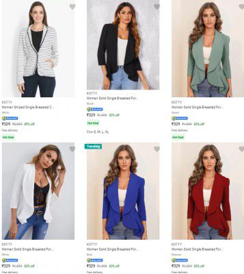 Kotty Womens Readymade Blazers @ ₹170 | Flat 91% Off