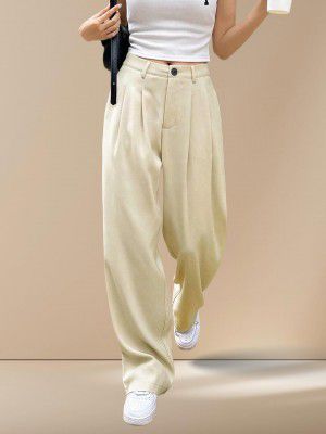KOTTY Women's Regular Fit Mid Rise Trouser