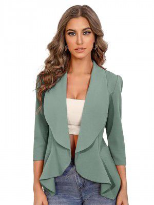 KOTTY Women's Single Breasted Relaxed Fit Shawl Collar 3/4 Sleeve Blazer
