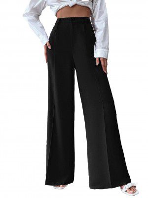 KOTTY Women's Solid High Rise Relaxed Fit Trouser