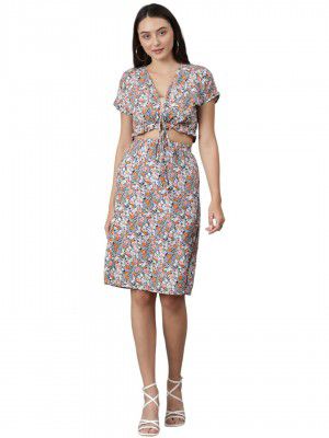 KOTTY Women's Solid Relaxed Fit Short Sleeve Co-ord Top and Skirts Set