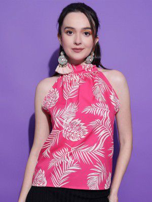 KottyWomen Tropical Printed Halter Neck Top