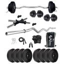 Koxtons - 16 Kg Home Gym PVC Set with One 3 Feet Curl and One Pair Dumbbell Rods with Gym Accessories, Black (KSEPL 019)...