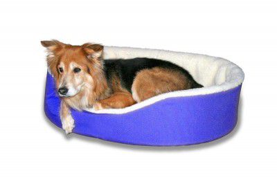 KOZI PET Foam Filled Fabric Round Shape Reversible Dual Soft Bed for Dogs and Cats Export Quality-(Royal Blue)-Large