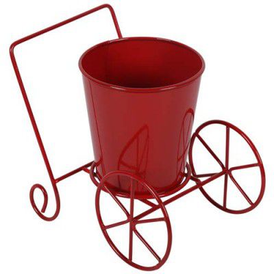 Kraft Seeds Presents 2 Wheel Pot Stand with Red Pot Suitable for Home and Garden Use