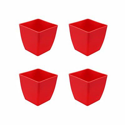 Kraft Seeds by 10club Compact and Handy 6 Inches Pearl Table Pots for Indoor and Outdoor Garden Use – Red - Pack of 4