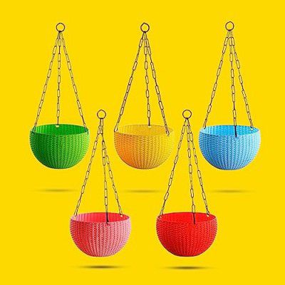 Kraft Seeds by 10CLUB Euro Hanging Planters - 5 Pcs (7 Inch, Multicolor)