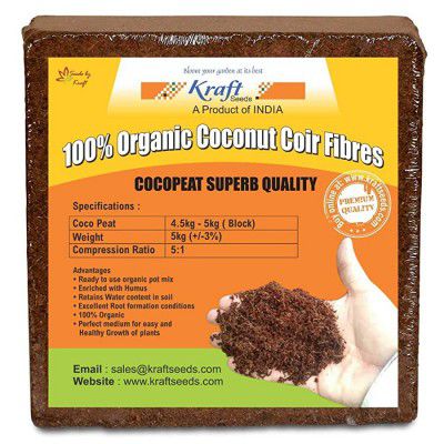 Kraft Seeds Cocopeat/Agropeat Block for Garden (10 Kg)