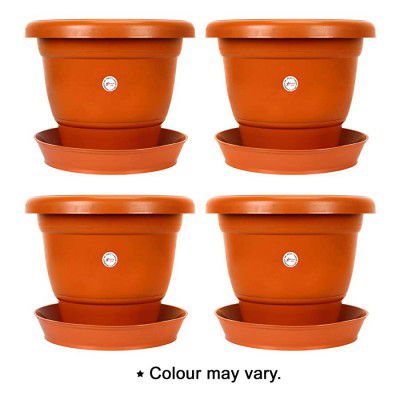 Kraft Seeds Gamla Planter Pot and Plates (18 cm, Multicolour, Pack of 8)