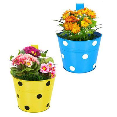 Kraft Seeds Metal Railing Planters Multicolour Pack of 2