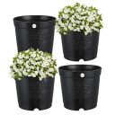Kraft Seeds Plastic Flower Pots Black Set of 4...
