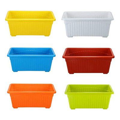 Kraft Seeds Plastic Window Planters (6 Pcs, 13 Inch, Multicolor) | Plant Pots for Home Plants | Flower Planters for Home Gardening