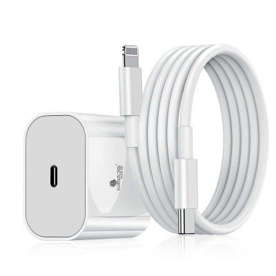 Kratos 20W Original Charger with Lightning Cable Compatible, Cable Length 1.2 Mtr, White