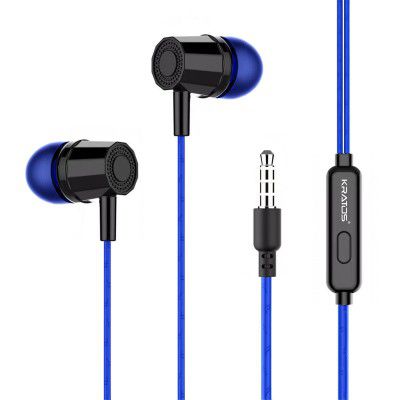 Kratos E02 Blue Wired Earphones with 3.5mm Jack in-line Mic Control