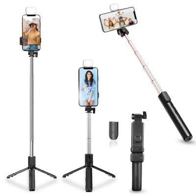 Kratos Selfie Stick, 3 in 1 Multifunctional Design, Rechargable LED Light (70cm with Light)