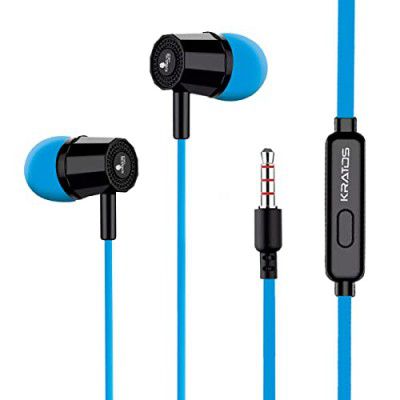 Kratos Thump Wired Earphones, Powerful Bass, HD Sound Quality Earphones, Tangle Free Cable, Comfortable in Ear Fit, with 3.5 mm Jack
