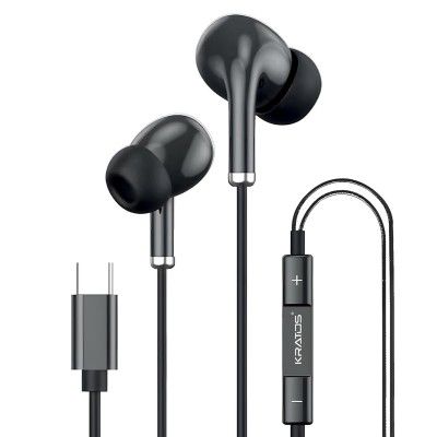 Kratos Tune V5 C Type Earphones Wired, 13mm Bass Drivers Earphone, Inline Control Type c Headphones with Mic