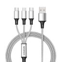 Kratos Unbreakable 1.2 Mtr 3 in 1 Charging Cable with Nylon Braided...