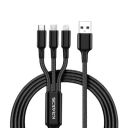 Kratos Unbreakable 1.2 Mtr 3 in 1 Charging Cable with Nylon Braided Long Life Multi charger cable fast charging...