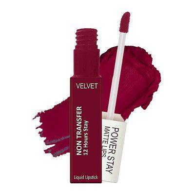 Krayons Power Stay Nontransfer 12hrs Stay Velvet Matte Liquid Lipstick, Mask Proof, Smudgeproof, Longlasting, 4ml (Maroon Magic)