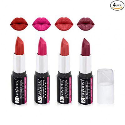 Krayons White Secret Moisturizing Matte lipstick Waterproof Long lasting 4gm Each Combo (Pack of 4)