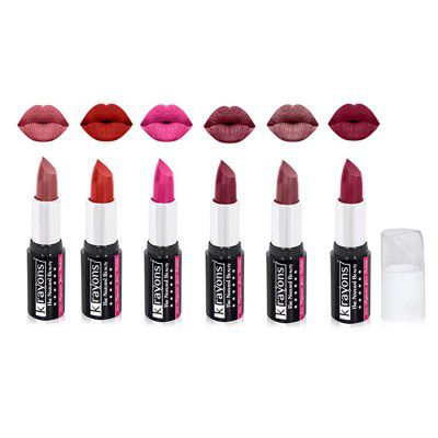 Krayons White Secret Moisturizing Matte lipstick Waterproof Long lasting 4gm Each Combo (Pack of 6)