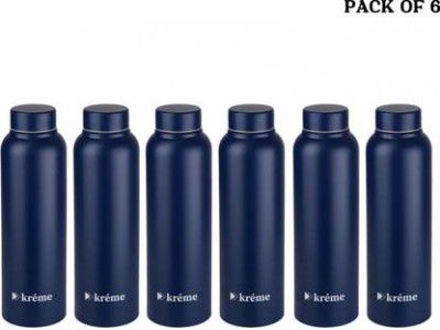 Kreme BREEZER BLU 1L PK6 1000 ml Steel Bottle (Pack of 6, Blue)