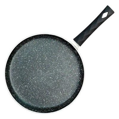 Kreme Petals Aluminium Non-Stick Dosa Tawa | Granite Finish | Gas and Induction Compatible | PFOA Free | High Temperature Resistant Exterior Coating | Soft Touch Handle | ISI Certified | 28 Cm | Black