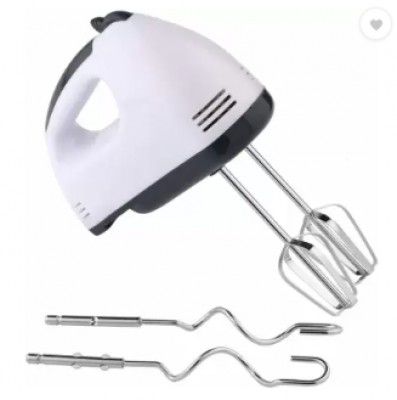 krenz Electric Hand Mixer with Stainless Steel Attachments, 7 -Speed, Includes; Beaters, Dough Hooks 260 W Hand Blender  (White)