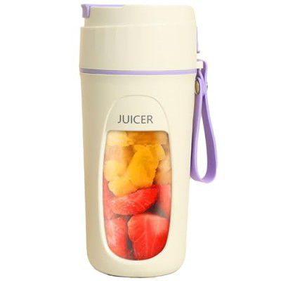 Krevia Portable Juice Blender Bottle | Personal USB Rechargeable Mini Blender Shipper 340ML (Off White)