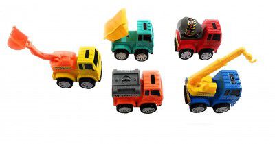 Krireen Mini Set of 5 Engineering Construction Pull Back Vehicles Truck Toys for Kids