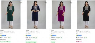 Kriska Womens Kurtas Starts @ Rs 181