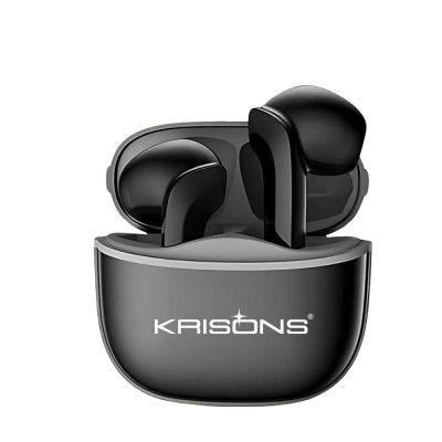 Krisons TWS-001 Wireless Earbuds, Black, Bluetooth 5.2, 10mm Drivers, HiFi Sound Quality, 25H Battery Life, Touch Control, Charging Case (Black)