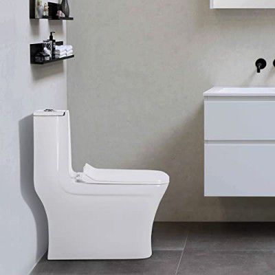 KrissKross Premium Western Floor Mounted One Piece Water Closet Ceramic Western Toilet (S-Trap Outlet Is From Floor)