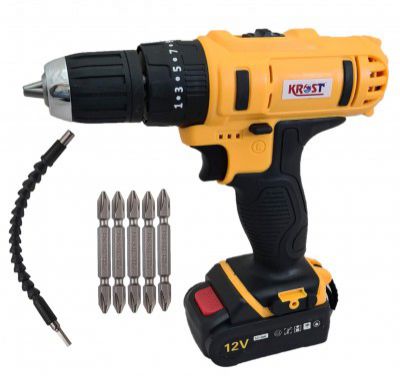 KROST Cordless Hammer Drill/Screwdriver,12V Dual Speed Keyless Chuck  