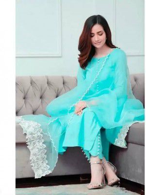 Krushant Women Cotton Blend Kurta Pant Dupatta Set