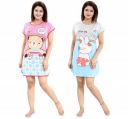 Krystle Girl's Cartoon Knee Length Nightwear Long Top (Pack of 02)...