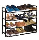 KSP HOME Heavy Metal Shoe Rack (4 Shelves) Foldable Open Book Shelf, Book Shelve, Shoe Rack, Shoes Storage Rack for Home Shoe Stand Shelf Big (60 * 60 * 25 cm) (Black) (4 Shelf)...
