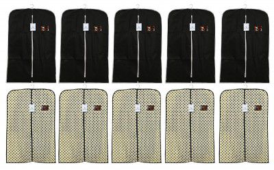 Kuber Industries 10 Piece Non Woven Coat Cover, Black and Cream
